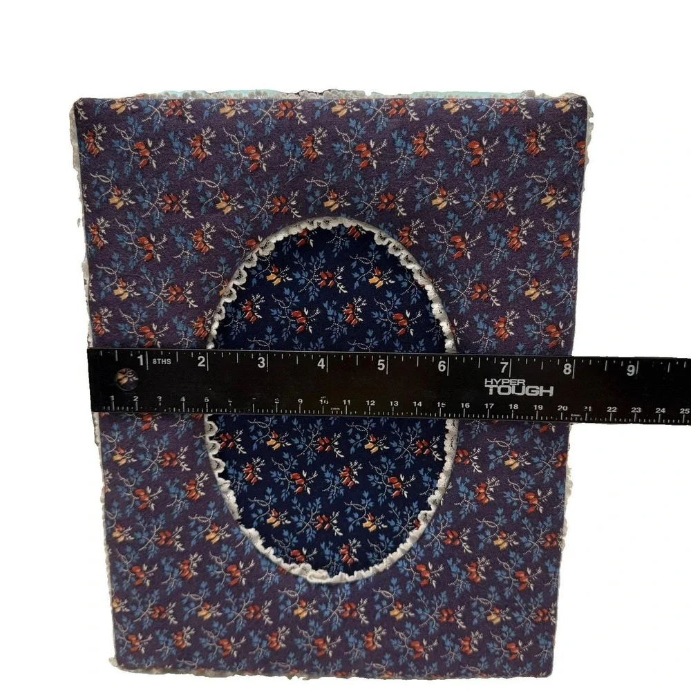 Vintage Style Floral Fabric Picture Frame 8x10 Oval Lace Cottagecore Calico